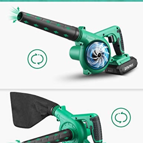 KIMO 20V Cordless Leaf Blower, 2-in-1 Battery Powered Sweep/Vacuum...