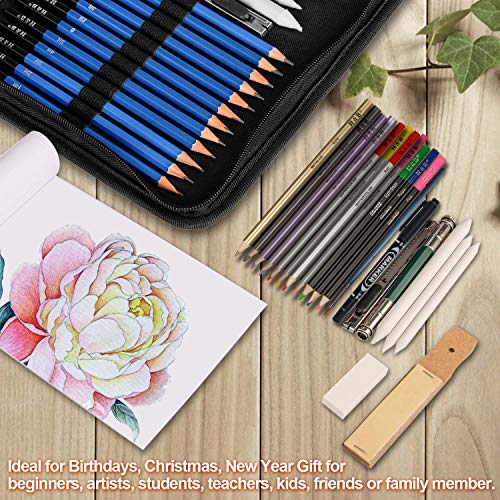 K Kwokker 72Pcs Drawing Sketch Pencils 5 Types Charcoal/Graphite/W...