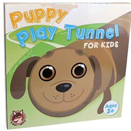 6 Foot Puppy Pop Up Exploration Tunnel - Brown Dog Collapsible Tub...