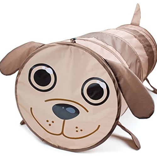 6 Foot Puppy Pop Up Exploration Tunnel - Brown Dog Collapsible Tub...