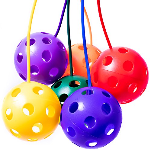 K-Roo Sports 6-Pack Swinging Skip Balls, Rainbow Colors - Kids Jum...