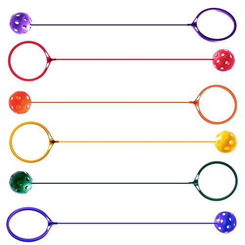 K-Roo Sports 6-Pack Swinging Skip Balls, Rainbow Colors - Kids Jum...
