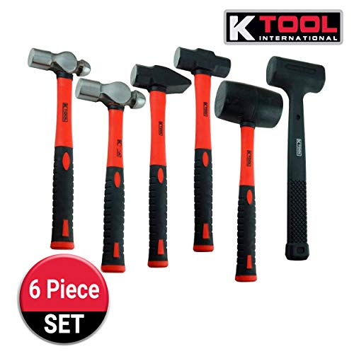 K Tool International 6 Piece Hammer Set | 16oz. & 32oz. Ball Hamme...