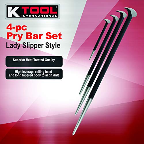 K Tool International Pry Bar Set Heavy Duty, Rolling Head 6, 12...