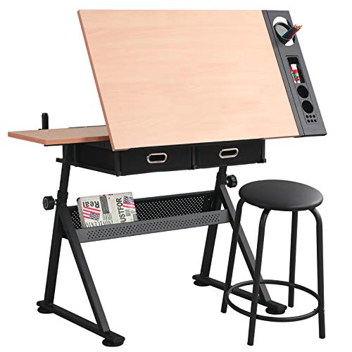 KAAYEE Wooden Drafting Table Height Adjustable Writing Art Craft, ...