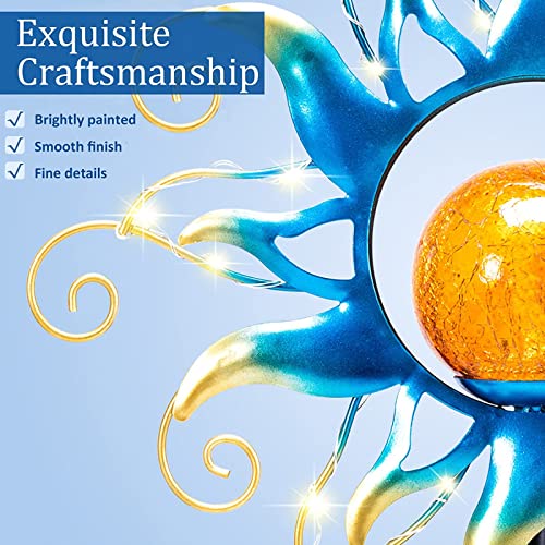 Kacux Solar Garden Metal Sun Lights Decor, Golden Blue Stake Light...
