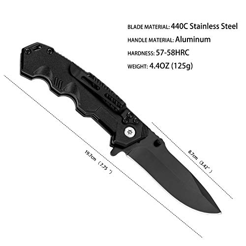 Folding Pocket Knife with Clip,Tactical Assisted Camping Knife, Mu...