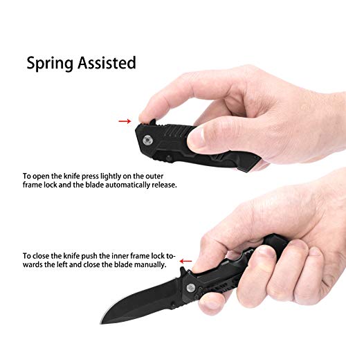 Folding Pocket Knife with Clip,Tactical Assisted Camping Knife, Mu...