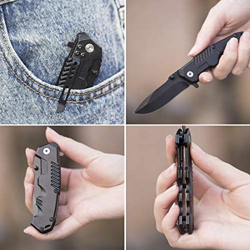 Folding Pocket Knife with Clip,Tactical Assisted Camping Knife, Mu...