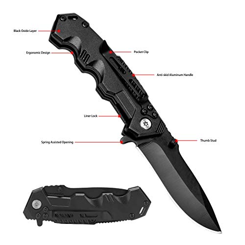 Folding Pocket Knife with Clip,Tactical Assisted Camping Knife, Mu...
