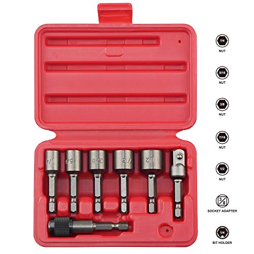 KAIFNT K453 Magnetic Power Nut Driver Bit Set with Socket Adapter ...