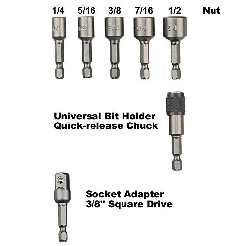 KAIFNT K453 Magnetic Power Nut Driver Bit Set with Socket Adapter ...