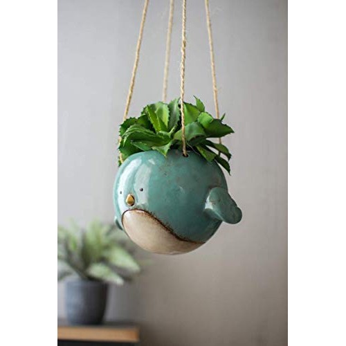 Bluebird Hanging Planter Pot - Ceramic - 7 Diameter