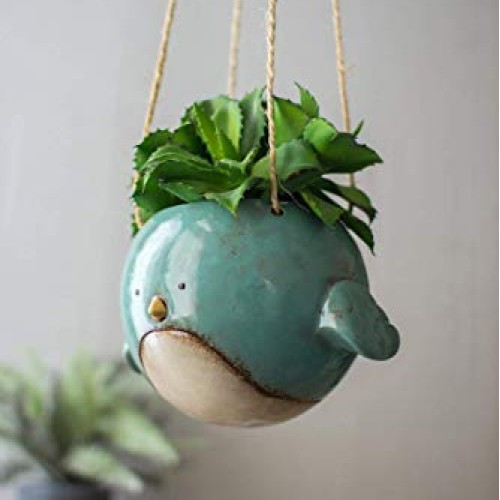 Bluebird Hanging Planter Pot - Ceramic - 7 Diameter