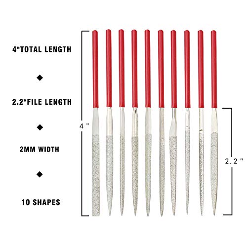 Kalim MINI Diamond Needle File Set 10pcs 150 Grit Precision Diamo...