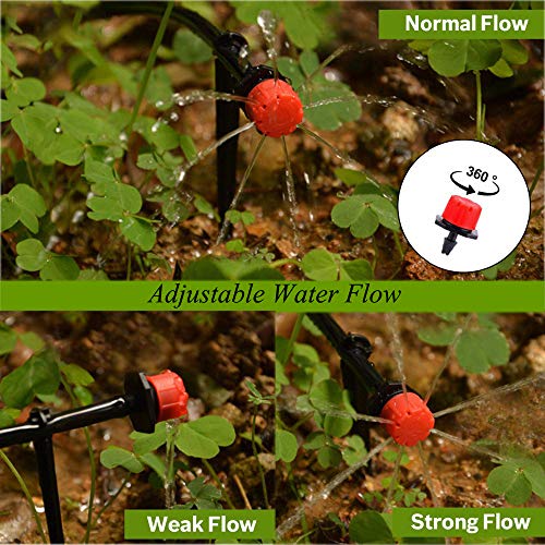Kalolary 100Pcs 1/4Inch Adjustable Micro Drip Irrigation System Wa...
