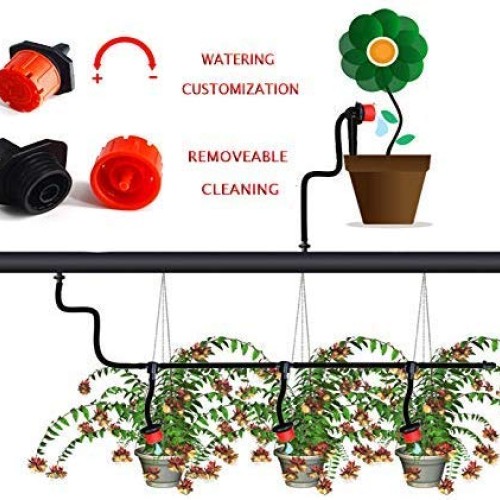 Kalolary 50ft Adjustable Drip Irrigation Kits Plant Watering Syste...