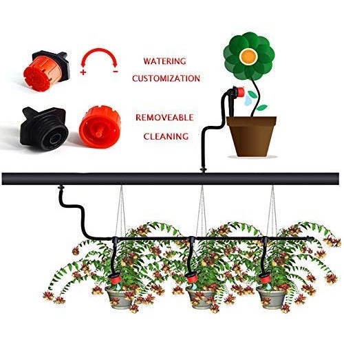 Kalolary 50ft Adjustable Drip Irrigation Kits Plant Watering Syste...