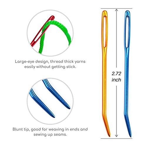 Wool Needles Colorful Bent Tip Tapestry Needles Large-Eye Aluminiu...