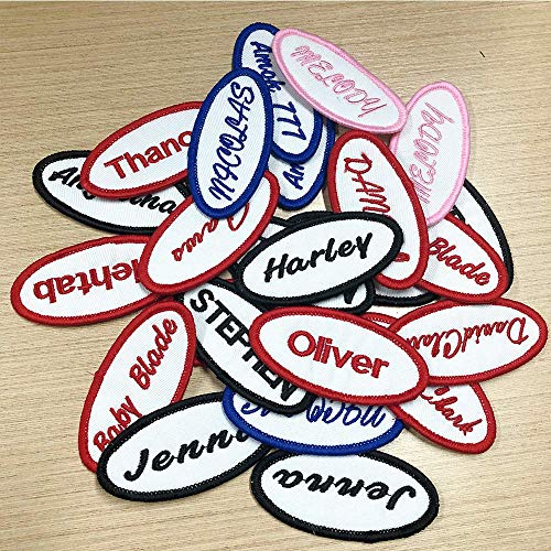 Custom Oval Name Patch, 2 Pieces Personalized Embroidered sew on/ ...