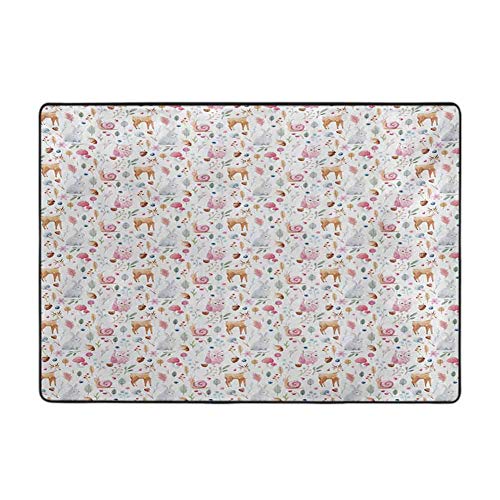 Floor Mat Entrance Doormat Nursery,Cute Animals Deer Snail Owl and...