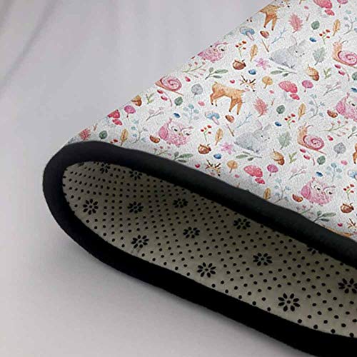 Polyester Rubber Door Mats Nursery,Cute Animals Deer Snail Owl and...