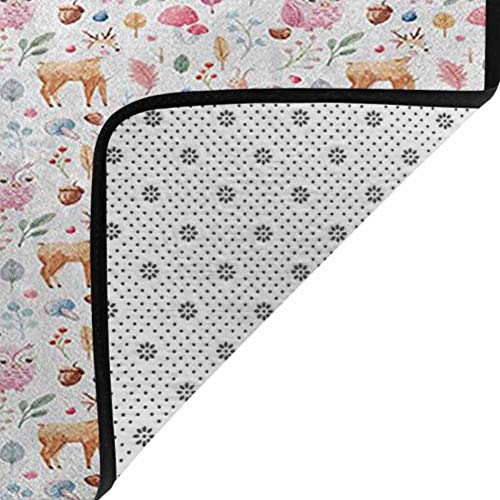 Polyester Rubber Door Mats Nursery,Cute Animals Deer Snail Owl and...