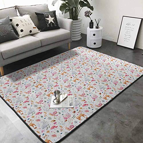 Polyester Rubber Door Mats Nursery,Cute Animals Deer Snail Owl and...
