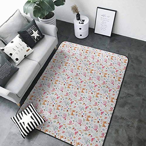 Polyester Rubber Door Mats Nursery,Cute Animals Deer Snail Owl and...