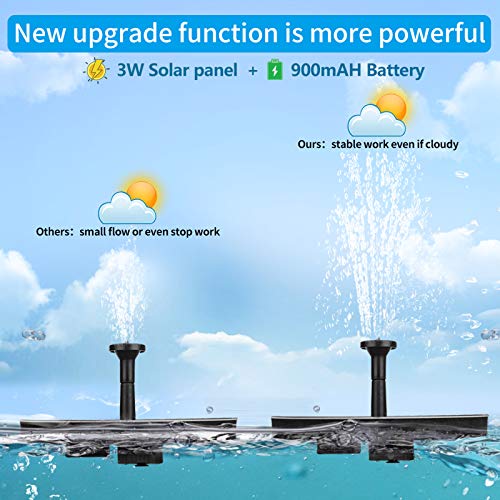 All Day OperationSolar Bird Bath Fountain Pump, Can Work on Clou...
