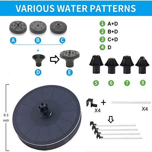All Day OperationSolar Bird Bath Fountain Pump, Can Work on Clou...