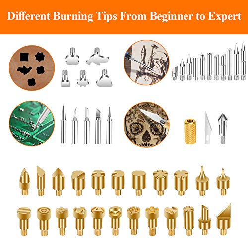110 PCS Wood Burning Kit, LCD Display Digital Wood Burner Pyrograp...