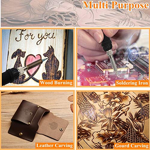 110 PCS Wood Burning Kit, LCD Display Digital Wood Burner Pyrograp...