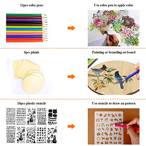 110 PCS Wood Burning Kit, LCD Display Digital Wood Burner Pyrograp...