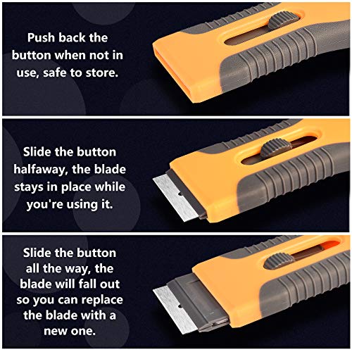 Razor Blade Scraper, 2 Pcs Plastic Retractable Razor Scraper with ...