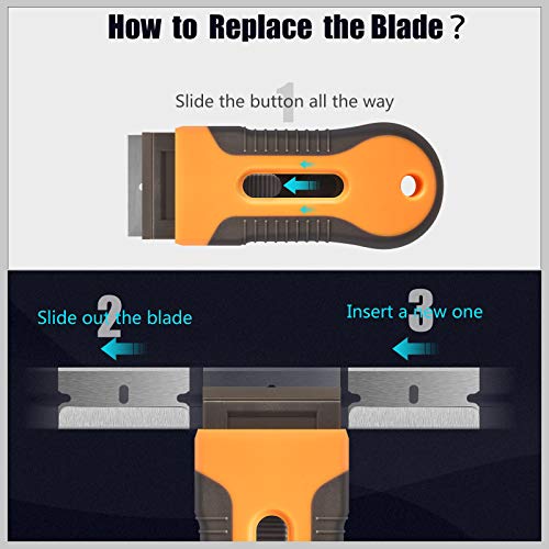 Razor Blade Scraper, 2 Pcs Plastic Retractable Razor Scraper with ...
