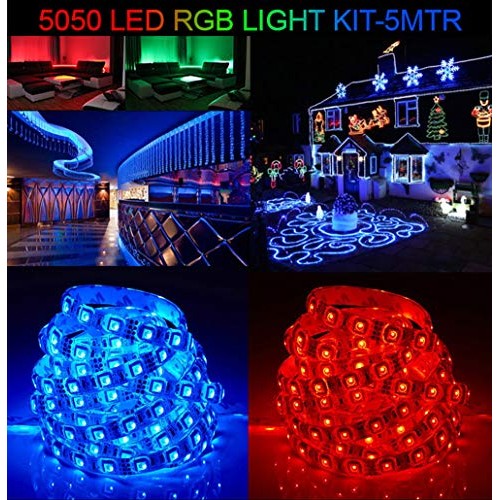 Karamoda 5 M 3528 RGB 60 LED Strip Lights, Changing Color String L...