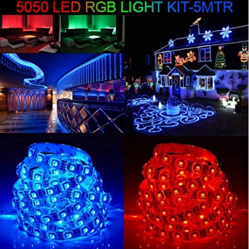 Karamoda 5 M 3528 RGB 60 LED Strip Lights, Changing Color String L...