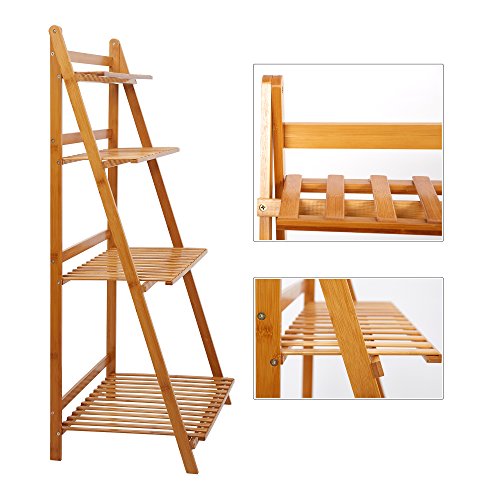 KARMAS PRODUCT Bamboo Plant Stand Flower Rack Utility Display Shel...