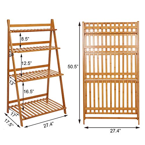 KARMAS PRODUCT Bamboo Plant Stand Flower Rack Utility Display Shel...