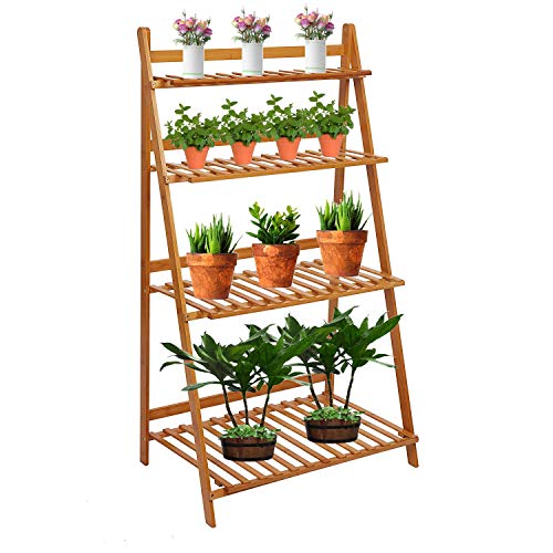 KARMAS PRODUCT Bamboo Plant Stand Flower Rack Utility Display Shel...
