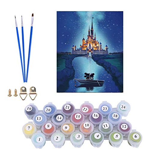 Karyees 16x20In Castle Paint by Numbers Kits Castle DIY Painting b...