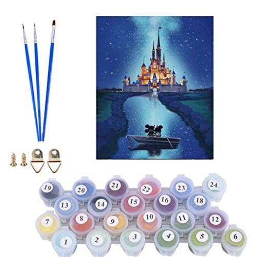 Karyees 16x20In Castle Paint by Numbers Kits Castle DIY Painting b...