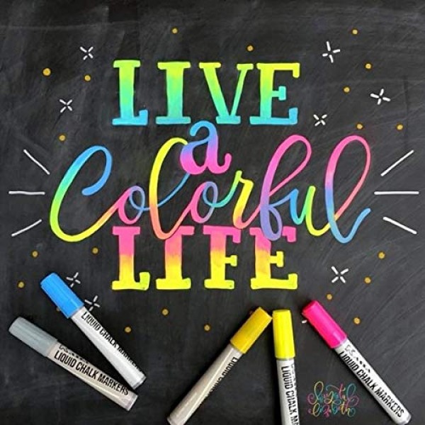 Kassa Liquid Chalk Markers for Blackboards 10 Neon Colors - Chal...