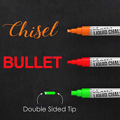 Kassa Liquid Chalk Markers for Blackboards 10 Neon Colors - Chal...