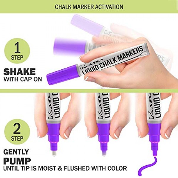 Kassa Liquid Chalk Markers for Blackboards 10 Neon Colors - Chal...