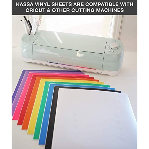 Kassa Permanent Vinyl Sheets Pack of 60, 12” x 12” - Includes Sq...