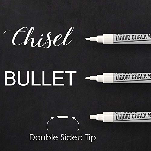 Kassa White Chalk Markers Fine Tip 4 Pack 3mm - Chalkboard Marke...