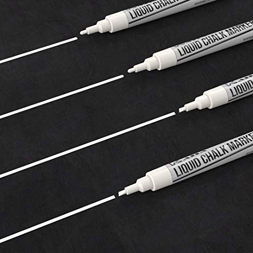 Kassa White Chalk Markers Fine Tip 4 Pack 3mm - Chalkboard Marke...