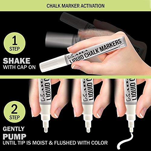 Kassa White Chalkboard Marker 2 Pack - Liquid Chalk Markers for ...